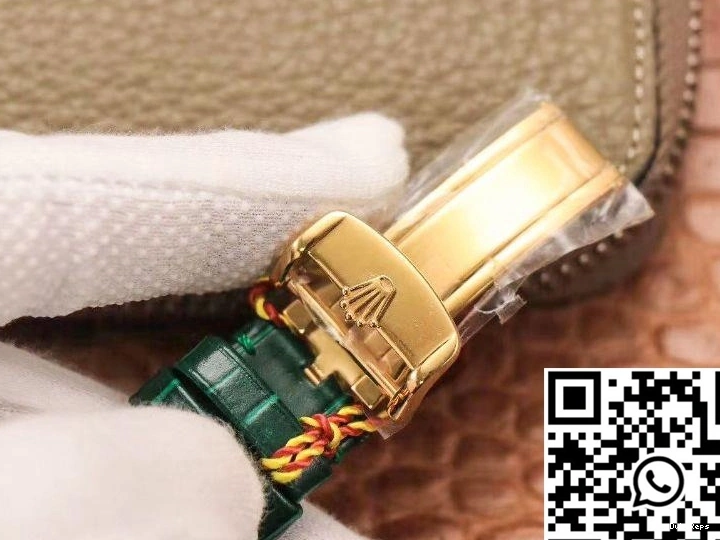 watch Day-Date Green Replica 36mm Diamond Enamel Gold dial Gypsophila Rolex 1111